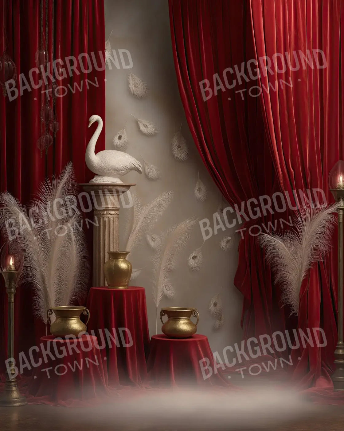 Red Curtian Gallery 8’x10’ Fleece (96 x 120 inch) Backdrop