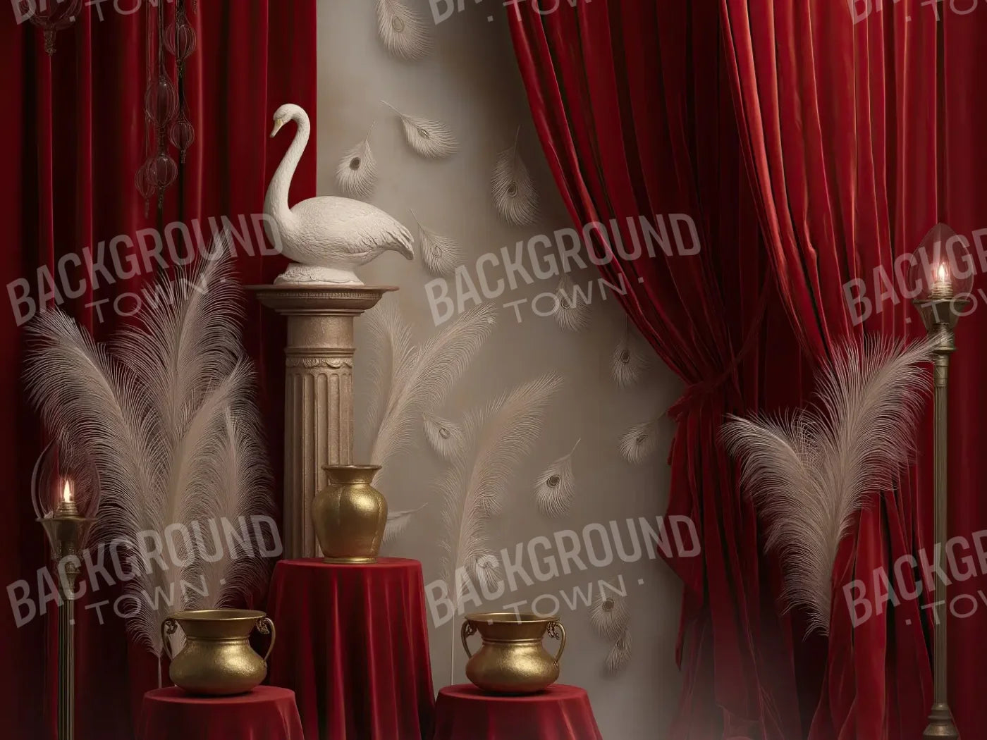 Red Curtian Gallery 8’x6’ Fleece (96 x 72 inch) Backdrop