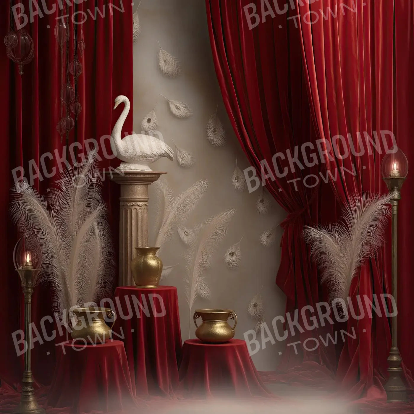 Red Curtian Gallery 8’x8’ Fleece (96 x 96 inch) Backdrop