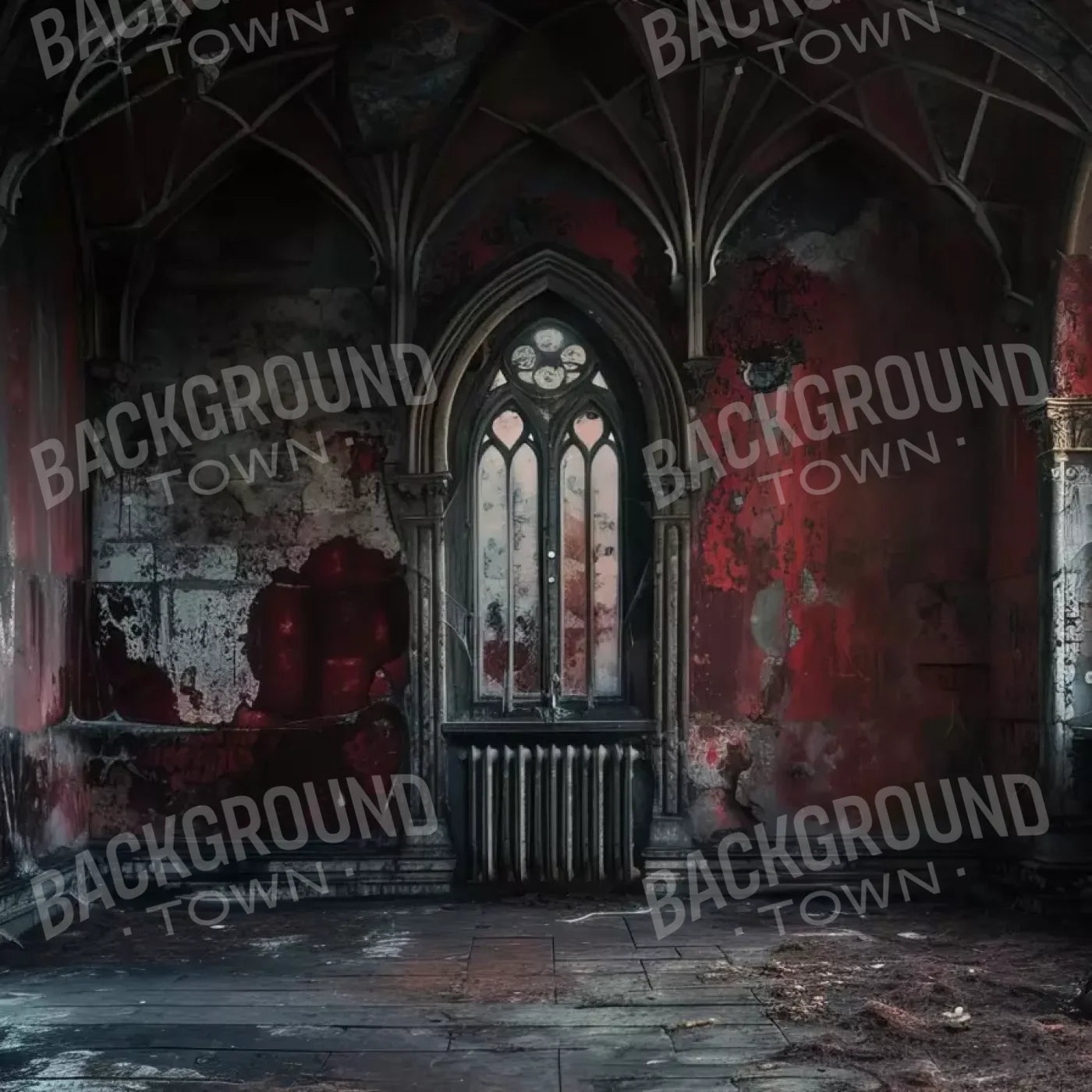 Red Room Abandoned 10’X10’ Ultracloth (120 X Inch) Backdrop