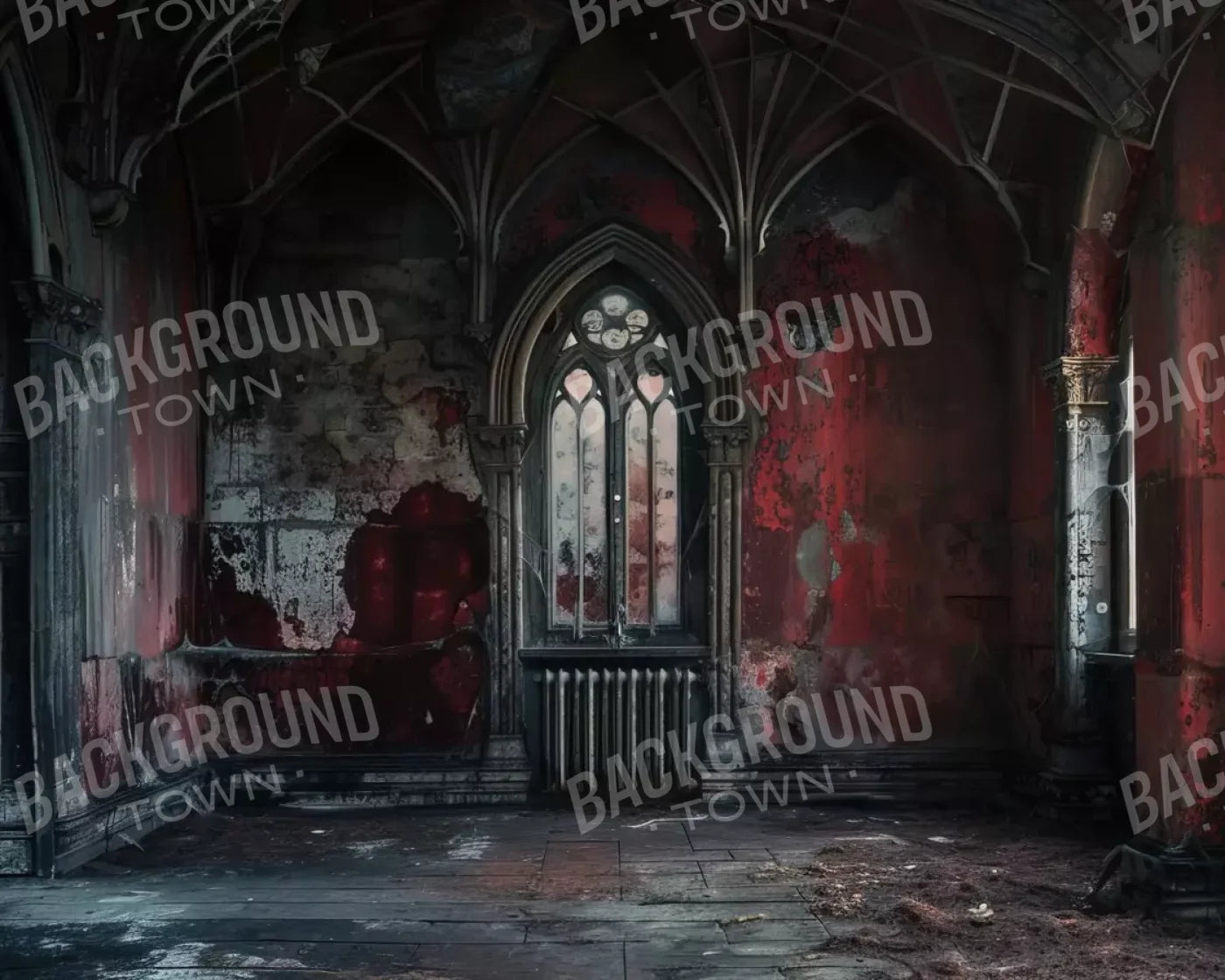 Red Room Abandoned 10’X8’ Fleece (120 X 96 Inch) Backdrop