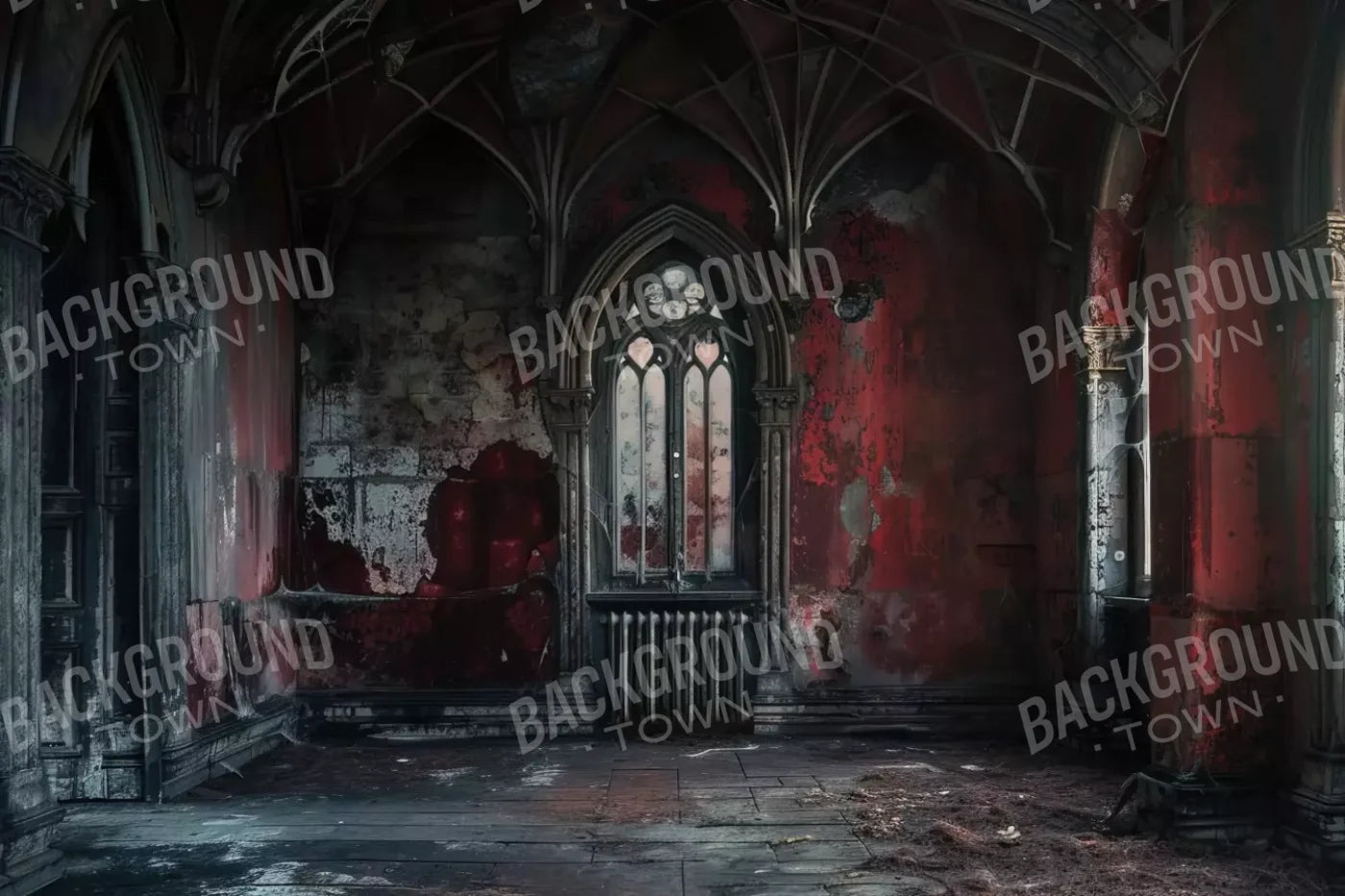 Red Room Abandoned 12’X8’ Ultracloth (144 X 96 Inch) Backdrop