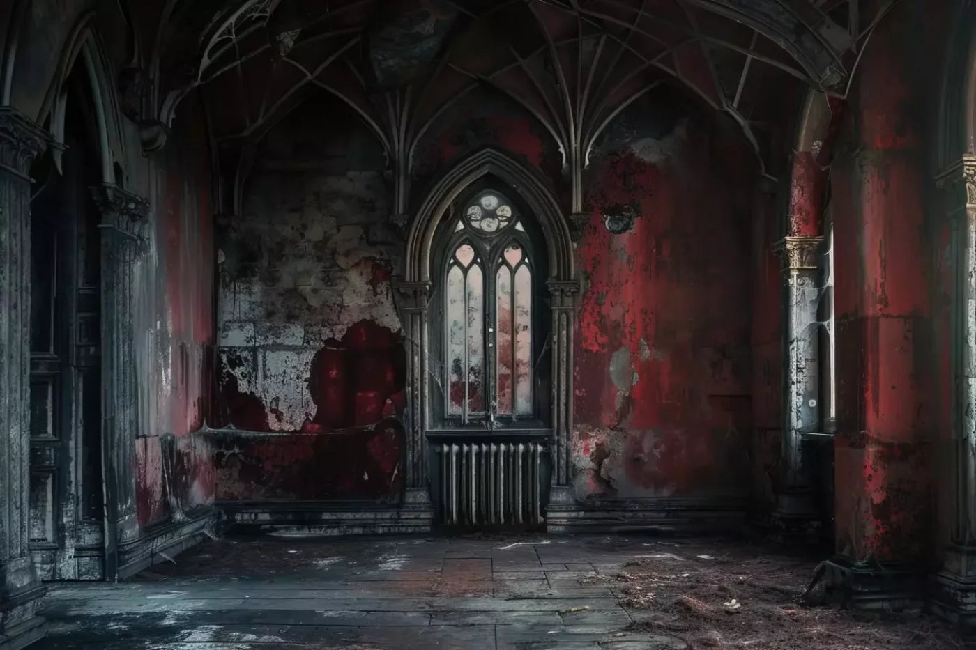 Red Room Abandoned 12’X8’ Ultracloth (144 X 96 Inch) Backdrop