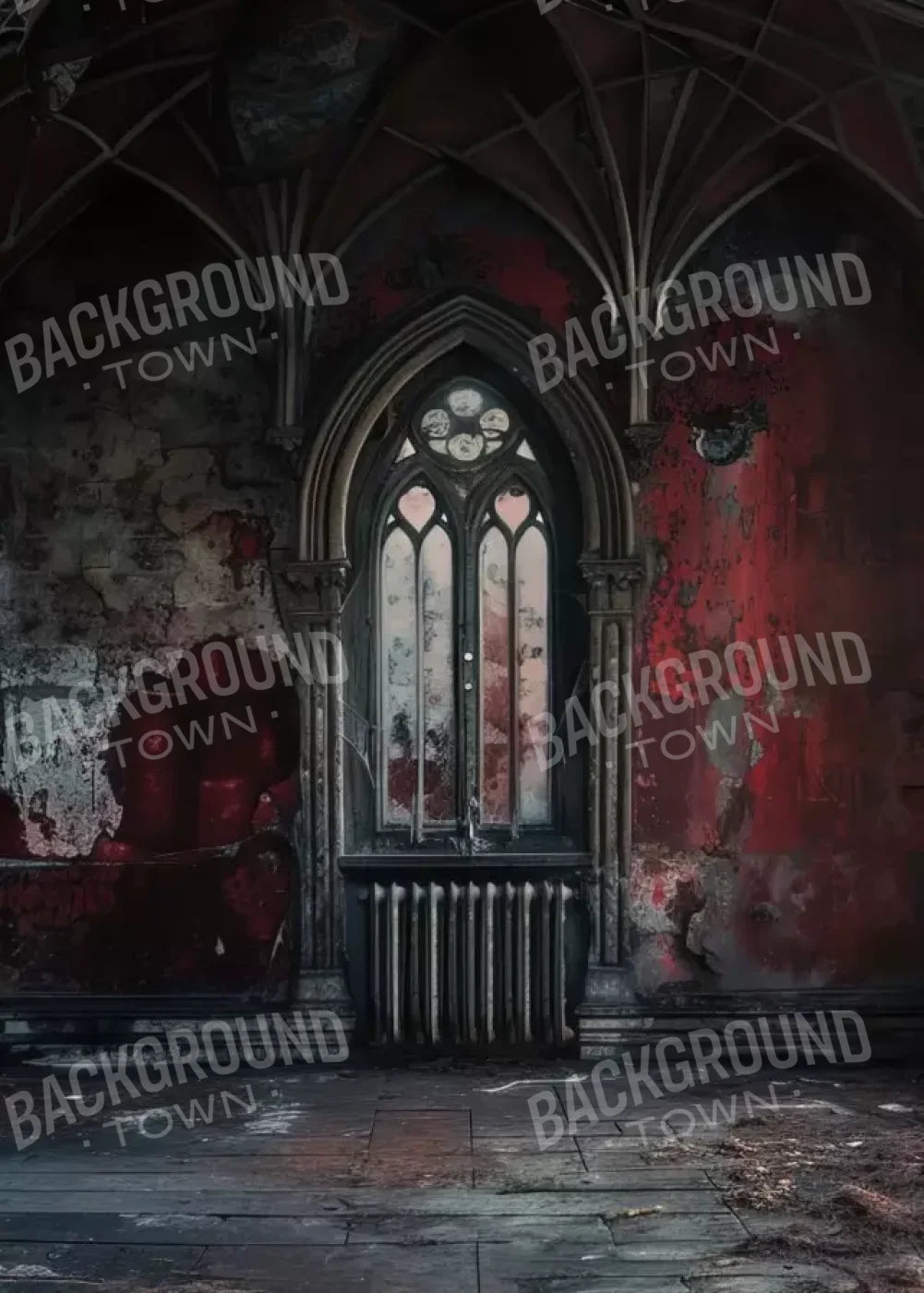 Red Room Abandoned 5’X7’ Ultracloth (60 X 84 Inch) Backdrop