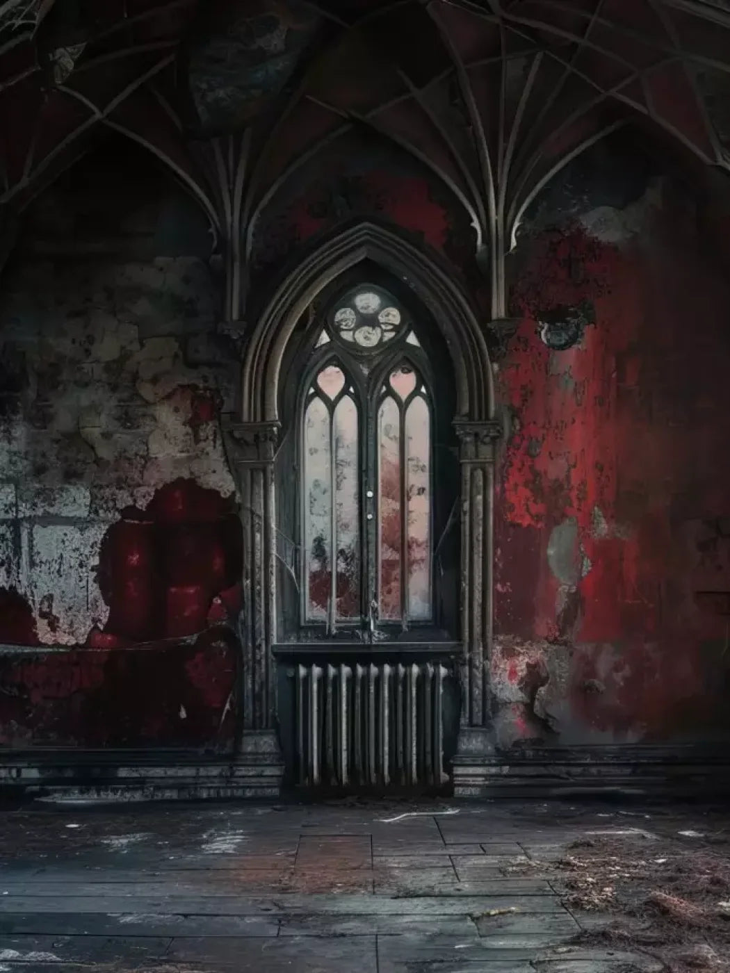Red Room Abandoned 6’X8’ Fleece (72 X 96 Inch) Backdrop