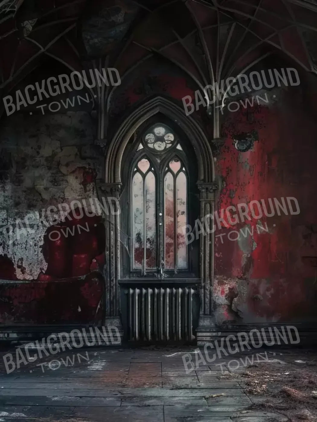 Red Room Abandoned 6’X8’ Fleece (72 X 96 Inch) Backdrop