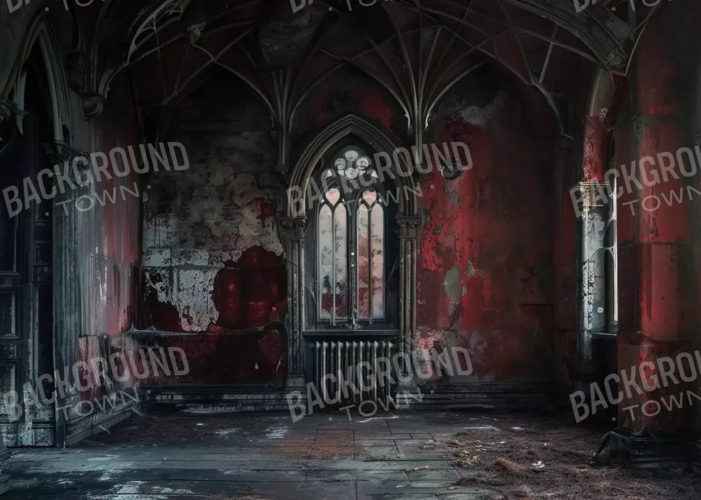 Red Room Abandoned 7’X5’ Ultracloth (84 X 60 Inch) Backdrop