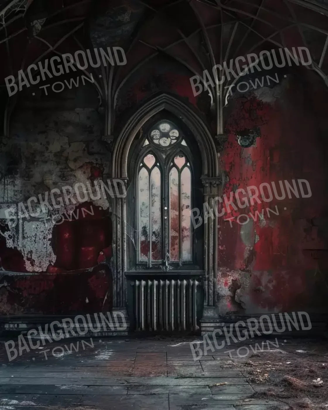 Red Room Abandoned 8’X10’ Fleece (96 X 120 Inch) Backdrop