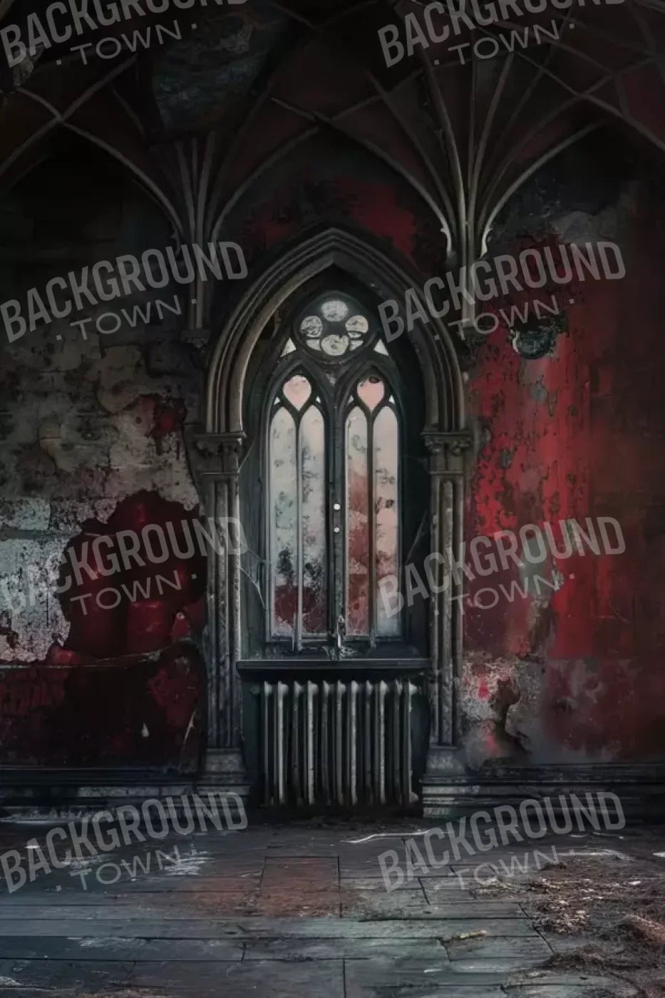 Red Room Abandoned 8’X12’ Ultracloth (96 X 144 Inch) Backdrop
