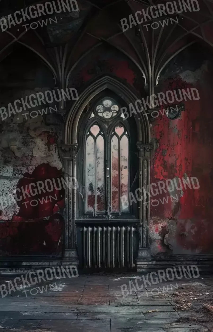 Red Room Abandoned 9’X14’ Ultracloth (108 X 168 Inch) Backdrop