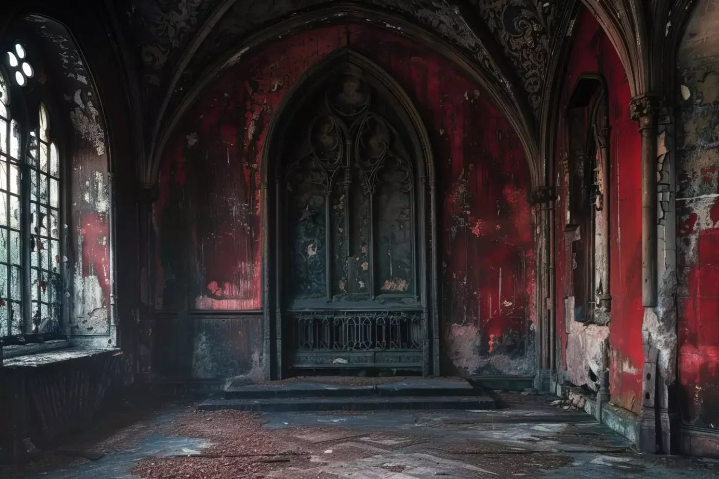 Red Room Arch 12’X8’ Ultracloth (144 X 96 Inch) Backdrop