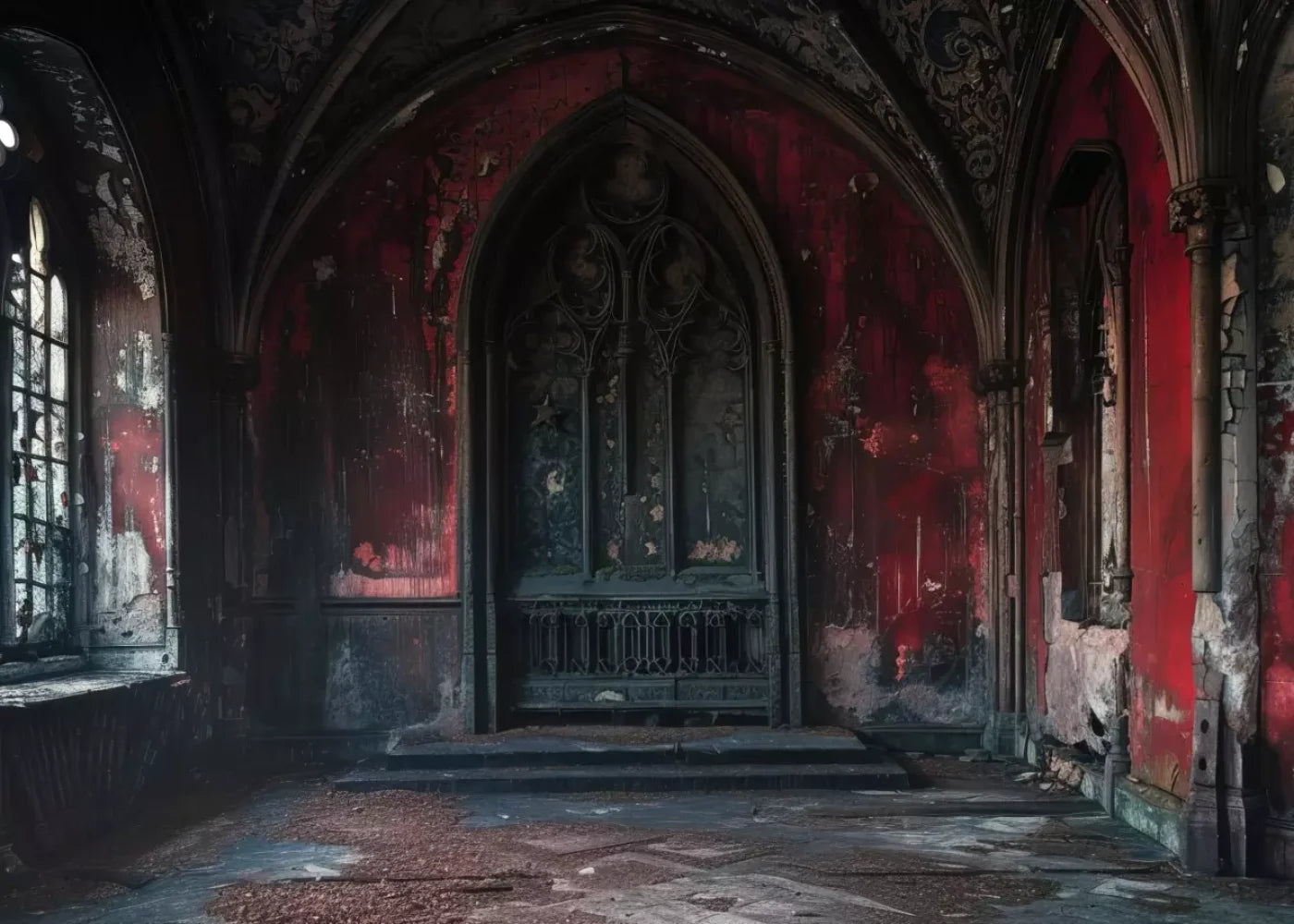 Red Room Arch 7’X5’ Ultracloth (84 X 60 Inch) Backdrop