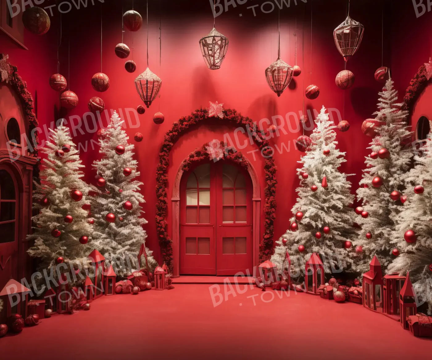 Red Room Christmas 12’x10’ UltraCloth (144 x 120 inch) Backdrop