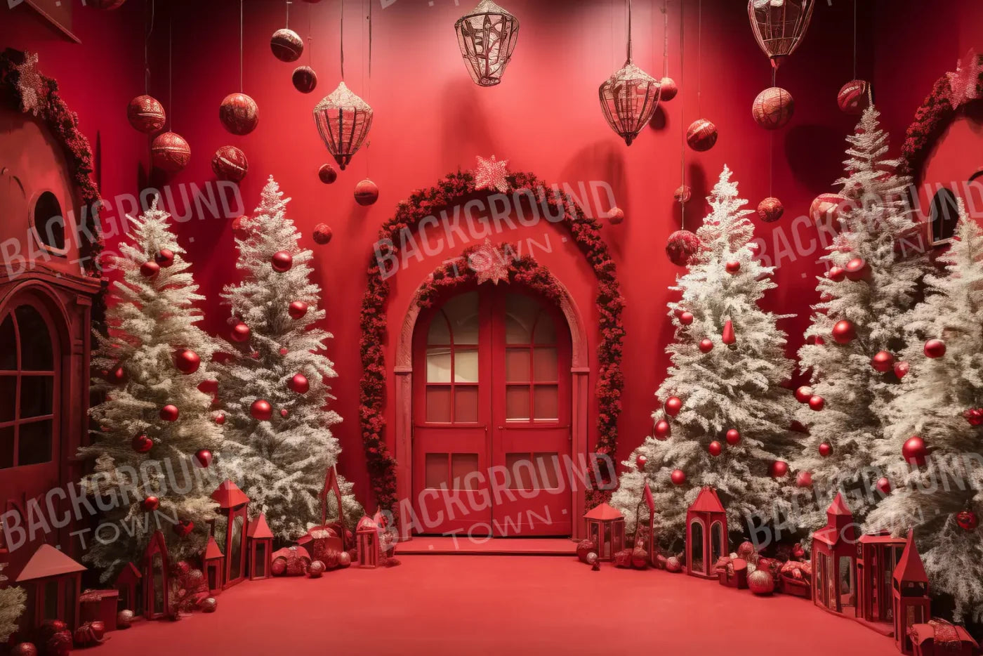 Red Room Christmas 12’x8’ UltraCloth (144 x 96 inch) Backdrop