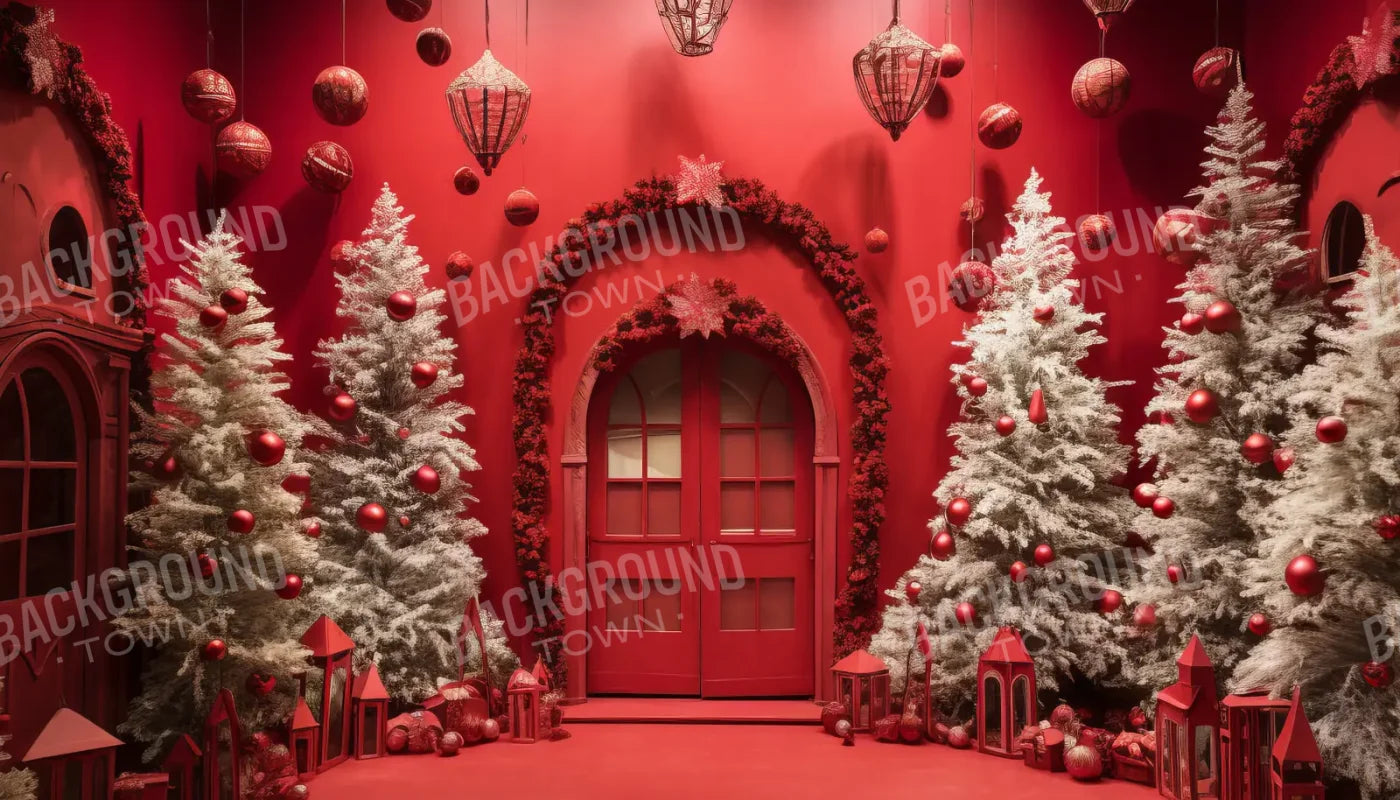 Red Room Christmas 14’x8’ UltraCloth (168 x 96 inch) Backdrop