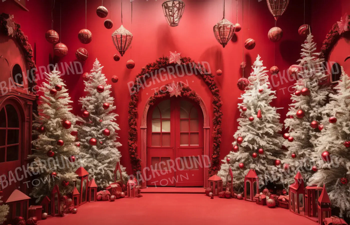 Red Room Christmas 14’x9’ UltraCloth (168 x 108 inch) Backdrop