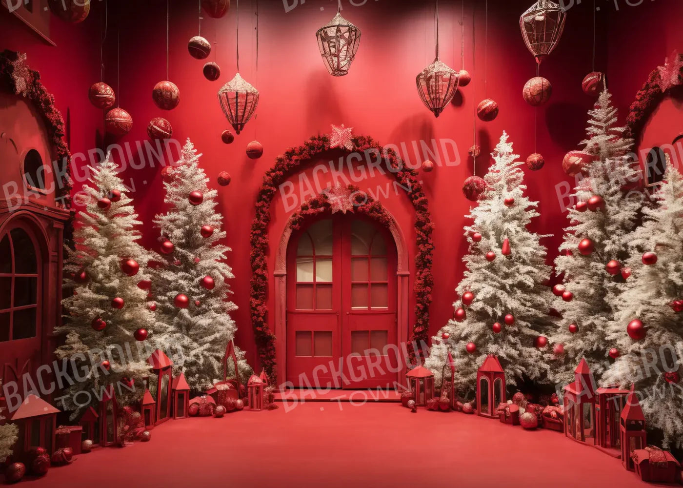 Red Room Christmas 7’x5’ UltraCloth (84 x 60 inch) Backdrop