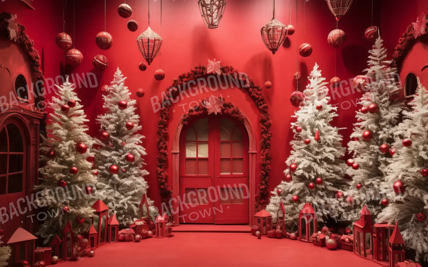 Red Room Christmas 8’x5’ UltraCloth (96 x 60 inch) Backdrop