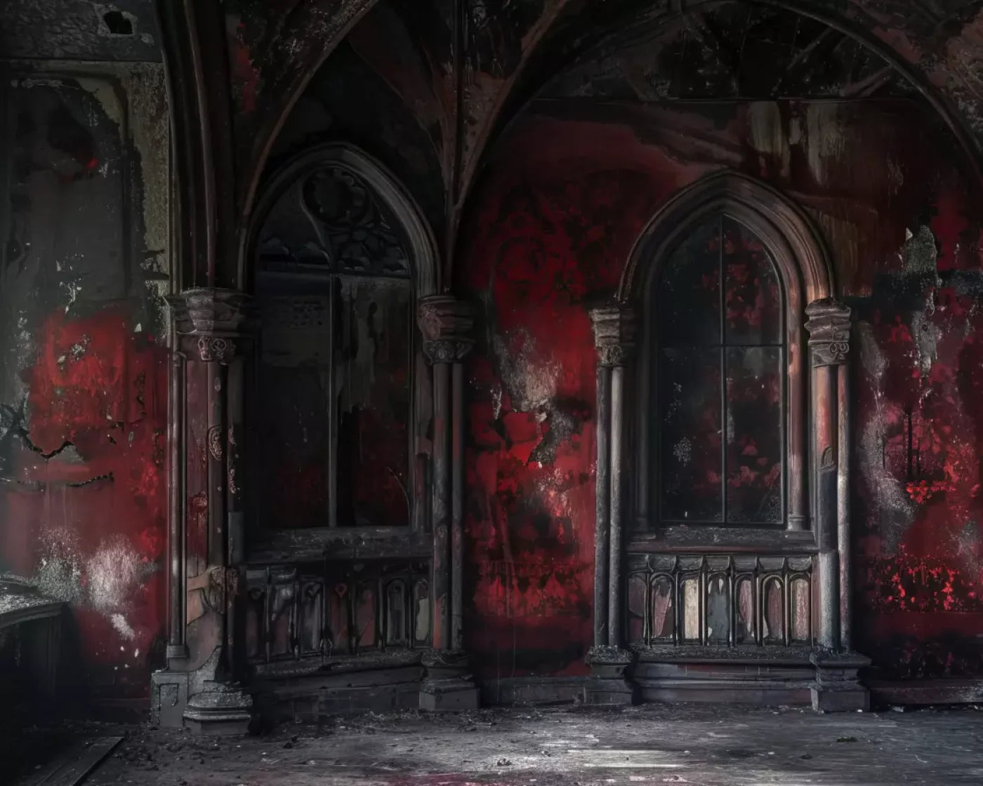 Red Room Decay 10’X8’ Fleece (120 X 96 Inch) Backdrop