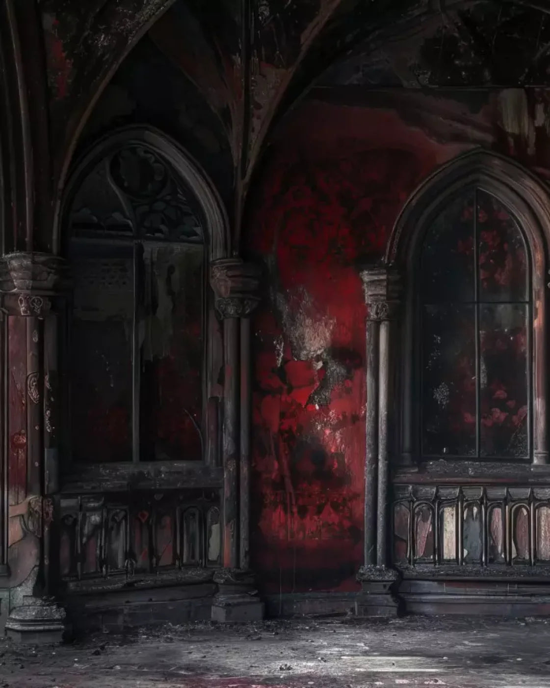Red Room Decay 8’X10’ Fleece (96 X 120 Inch) Backdrop