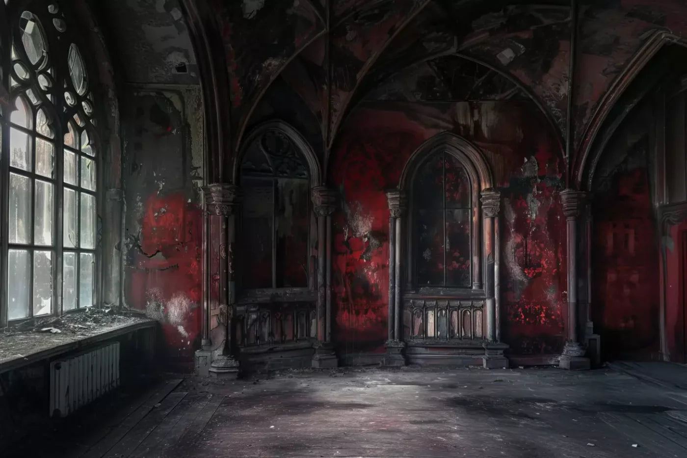 Red Room Decay Full 12’X8’ Ultracloth (144 X 96 Inch) Backdrop
