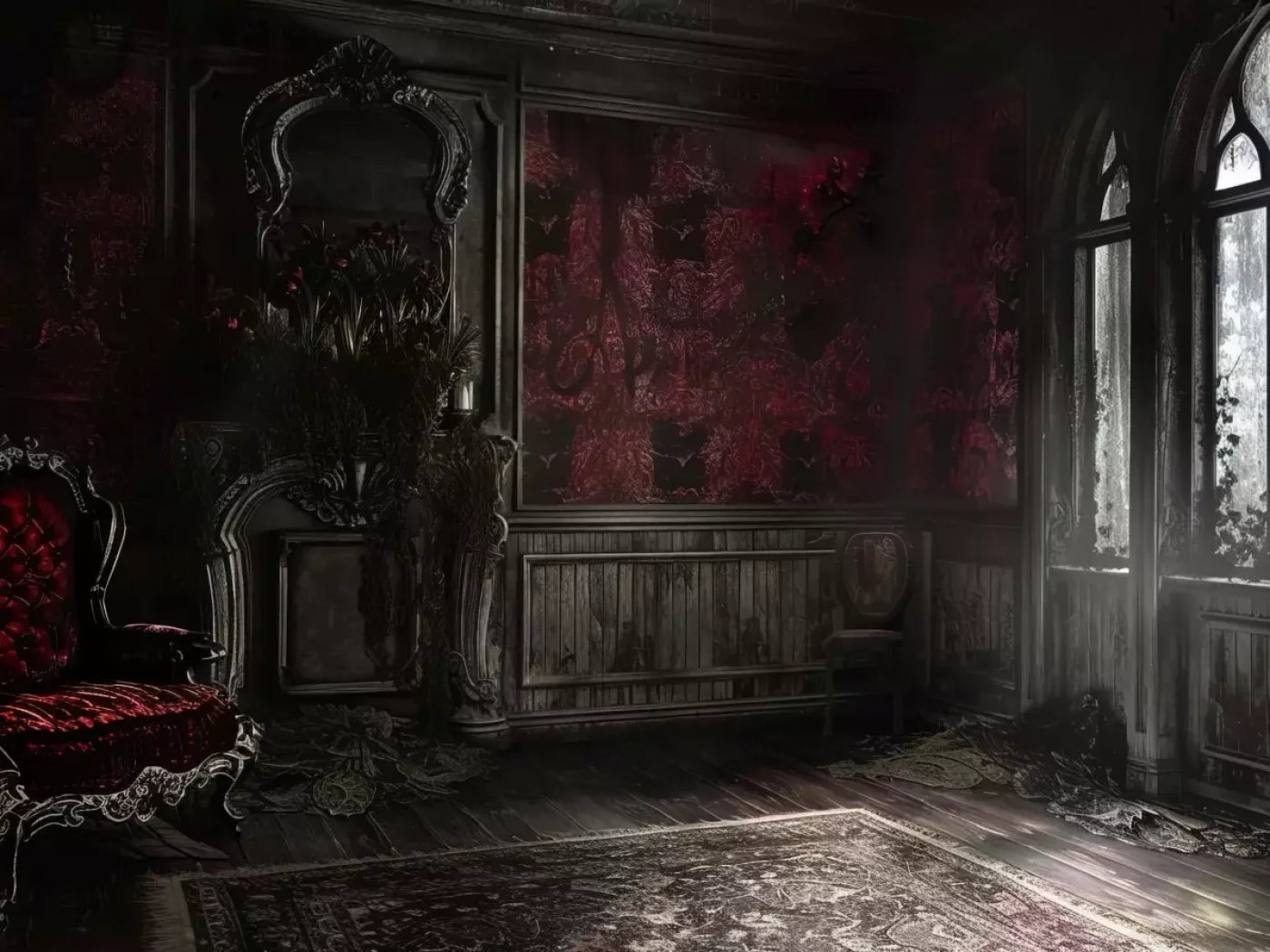 Red Room Weathered 8’X6’ Fleece (96 X 72 Inch) Backdrop