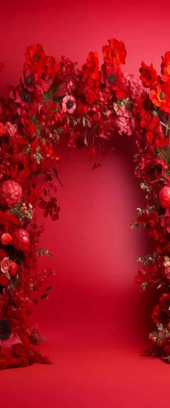Red Studio Floral Arch Backdrop