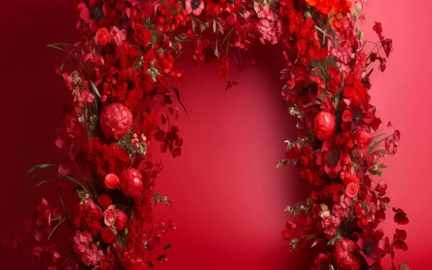 Red Studio Floral Arch 16’X10’ Ultracloth (192 X 120 Inch) Backdrop