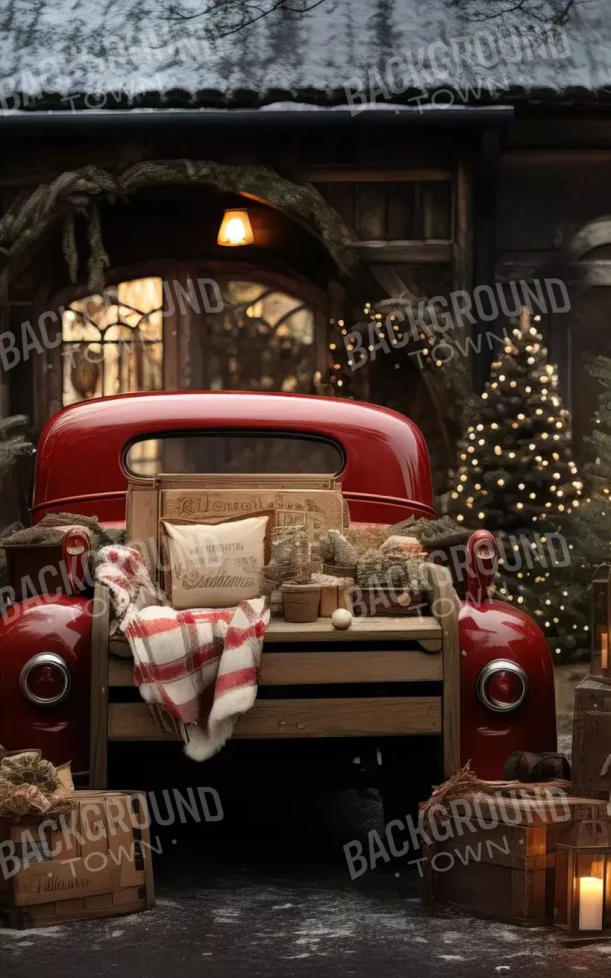 Red Truck Holiday At Cabin Ii 5’X8’ Ultracloth (60 X 96 Inch) Backdrop