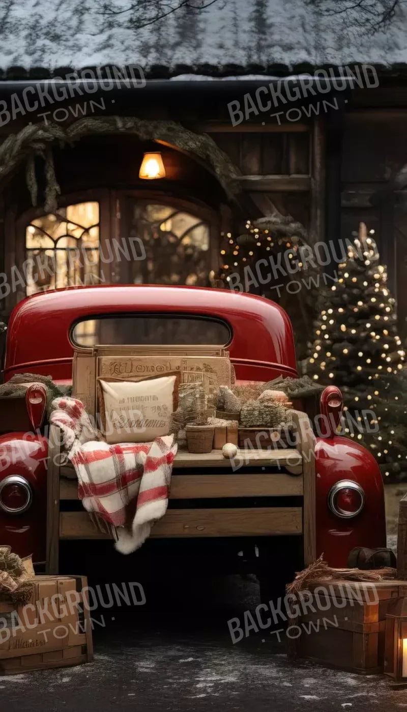 Red Truck Holiday At Cabin Ii 8’X14’ Ultracloth (96 X 168 Inch) Backdrop