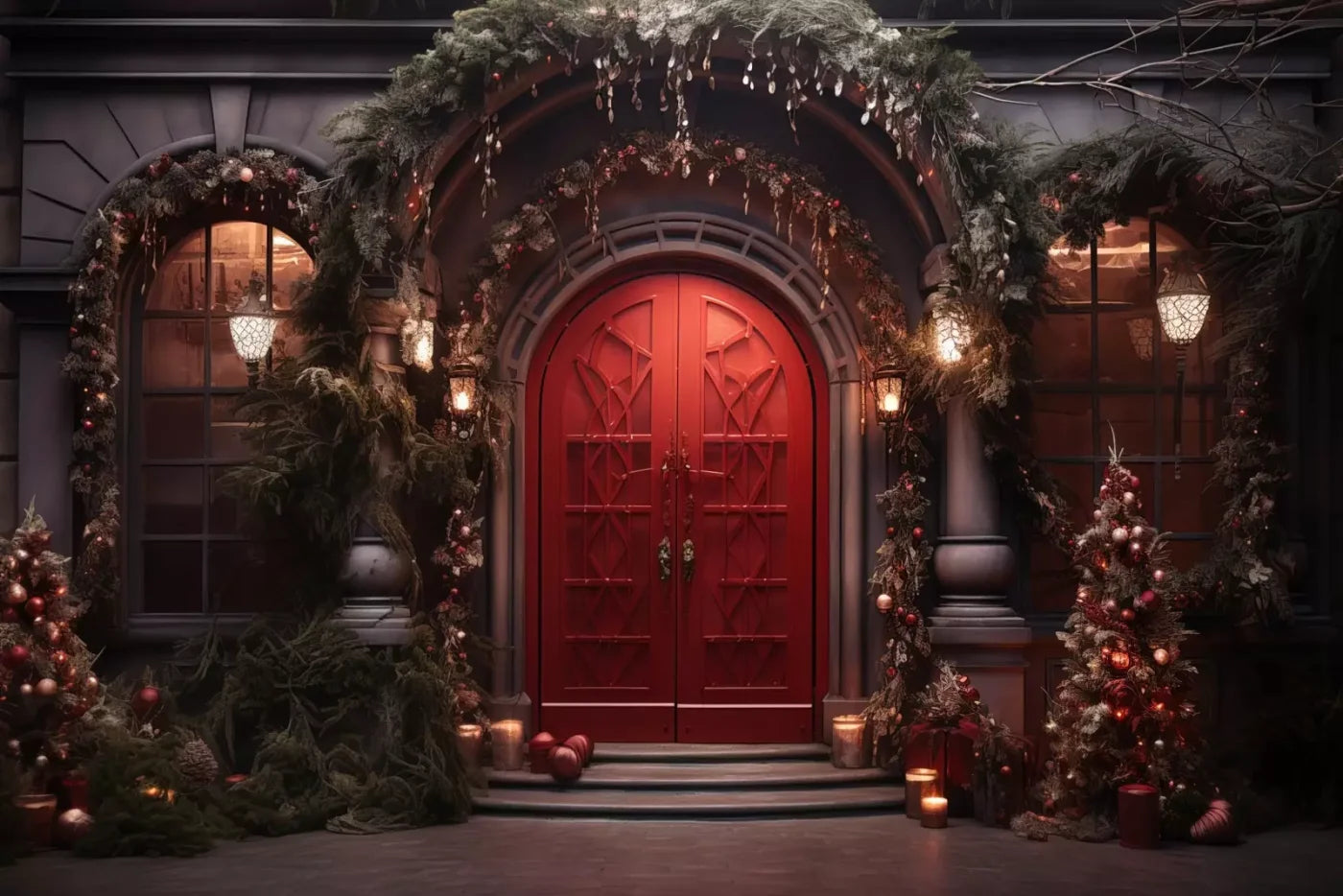 Red Velvet Christmas 12’X8’ Ultracloth (144 X 96 Inch) Backdrop