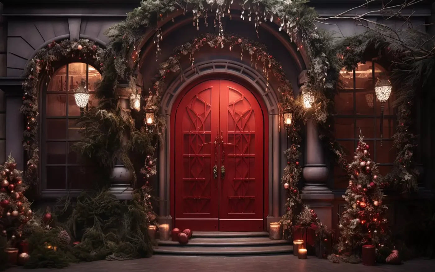 Red Velvet Christmas 16’X10’ Ultracloth (192 X 120 Inch) Backdrop