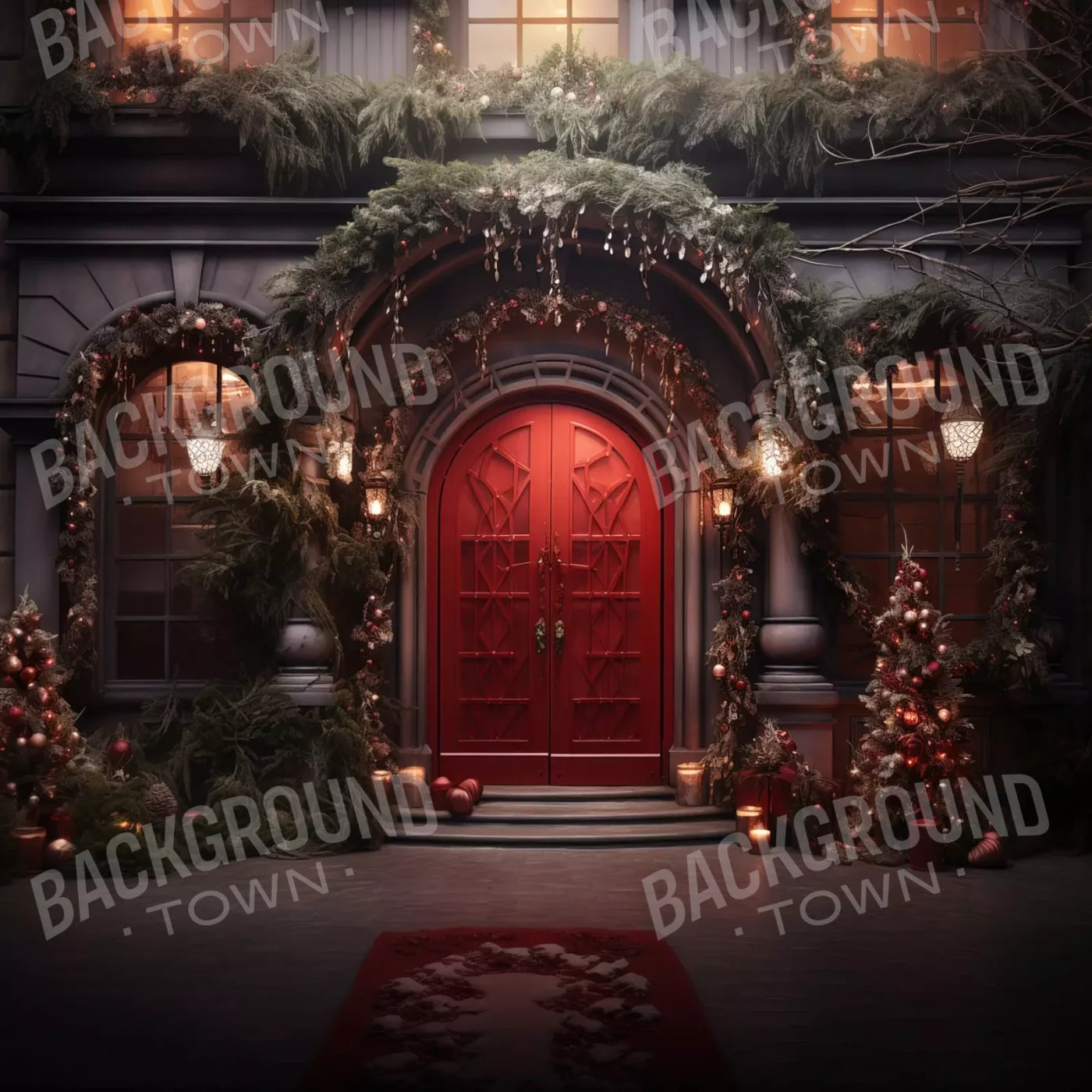 Red Velvet Christmas 8’X8’ Fleece (96 X Inch) Backdrop