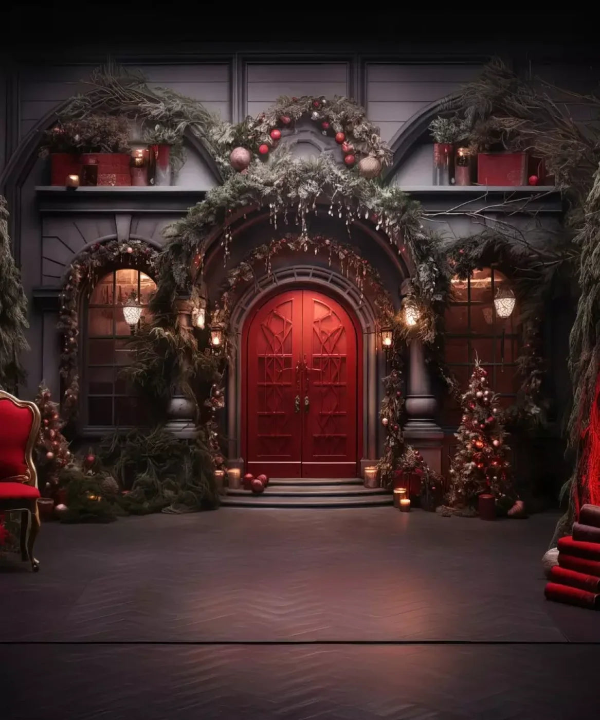 Red Velvet Christmas Ii 10’X12’ Ultracloth (120 X 144 Inch) Backdrop