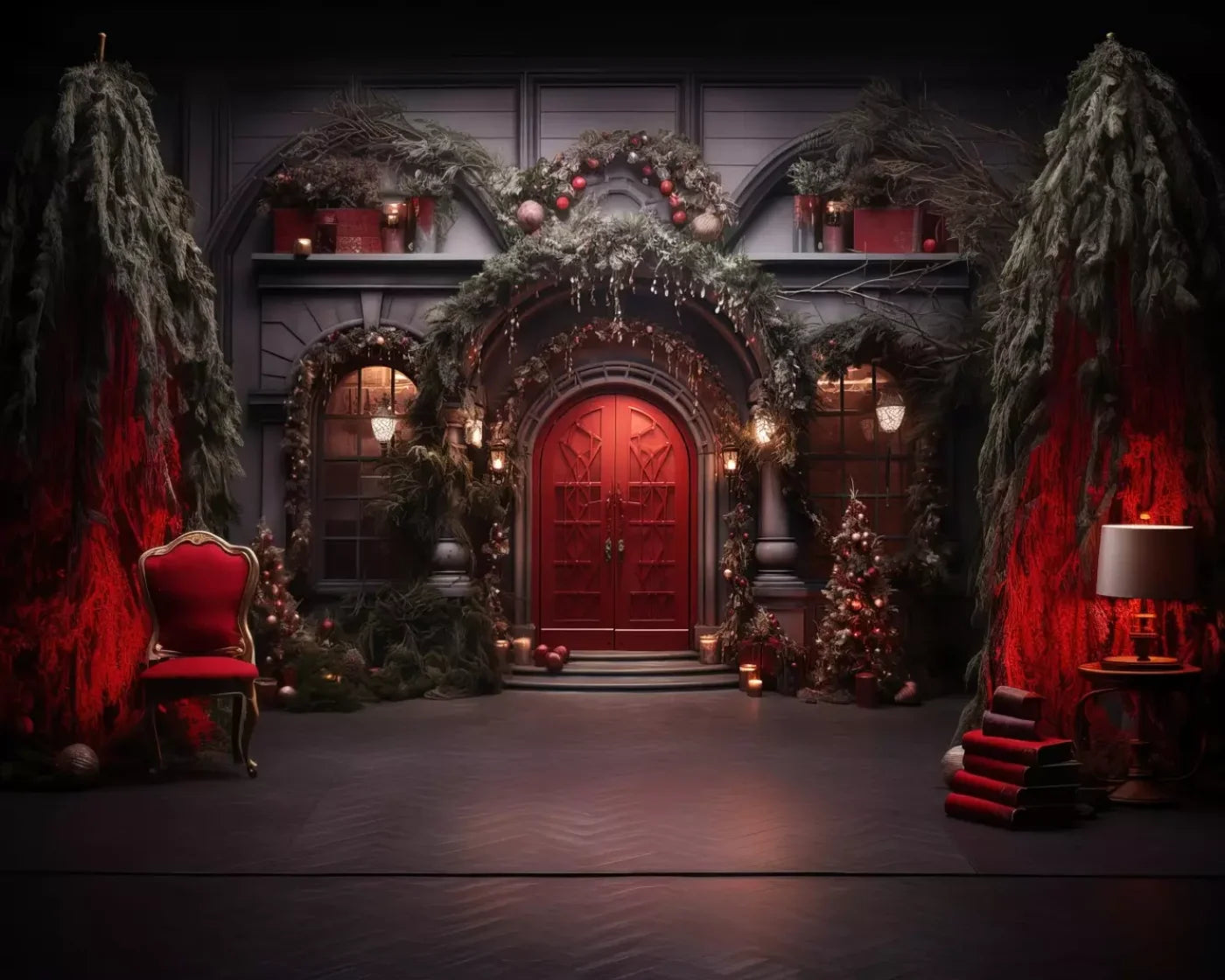 Red Velvet Christmas Ii 10’X8’ Fleece (120 X 96 Inch) Backdrop