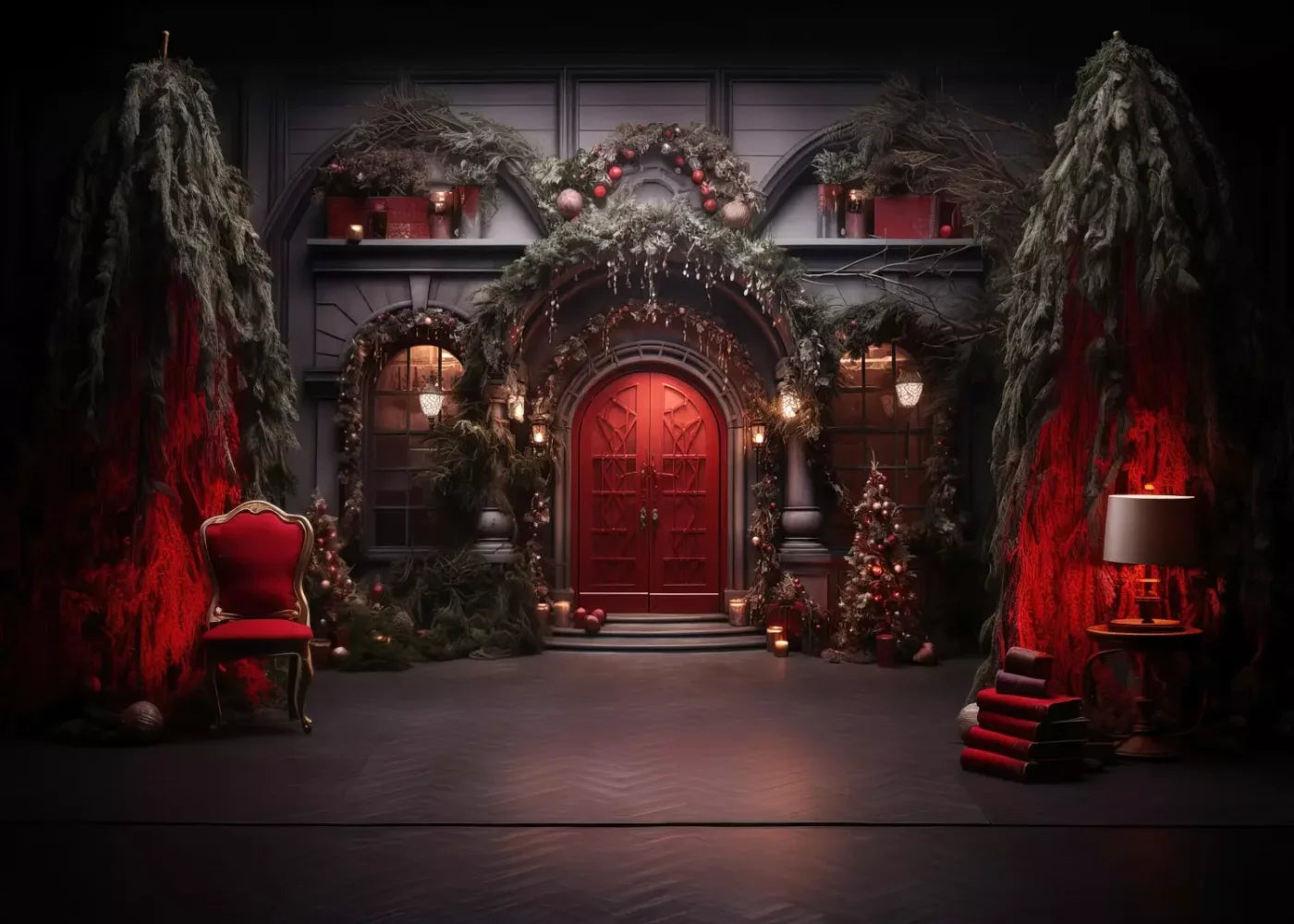 Red Velvet Christmas Ii 7’X5’ Ultracloth (84 X 60 Inch) Backdrop
