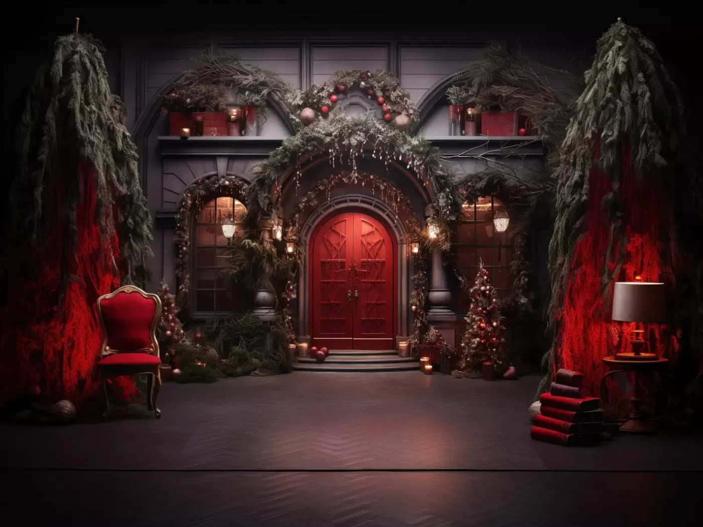 Red Velvet Christmas Ii 8’X6’ Fleece (96 X 72 Inch) Backdrop