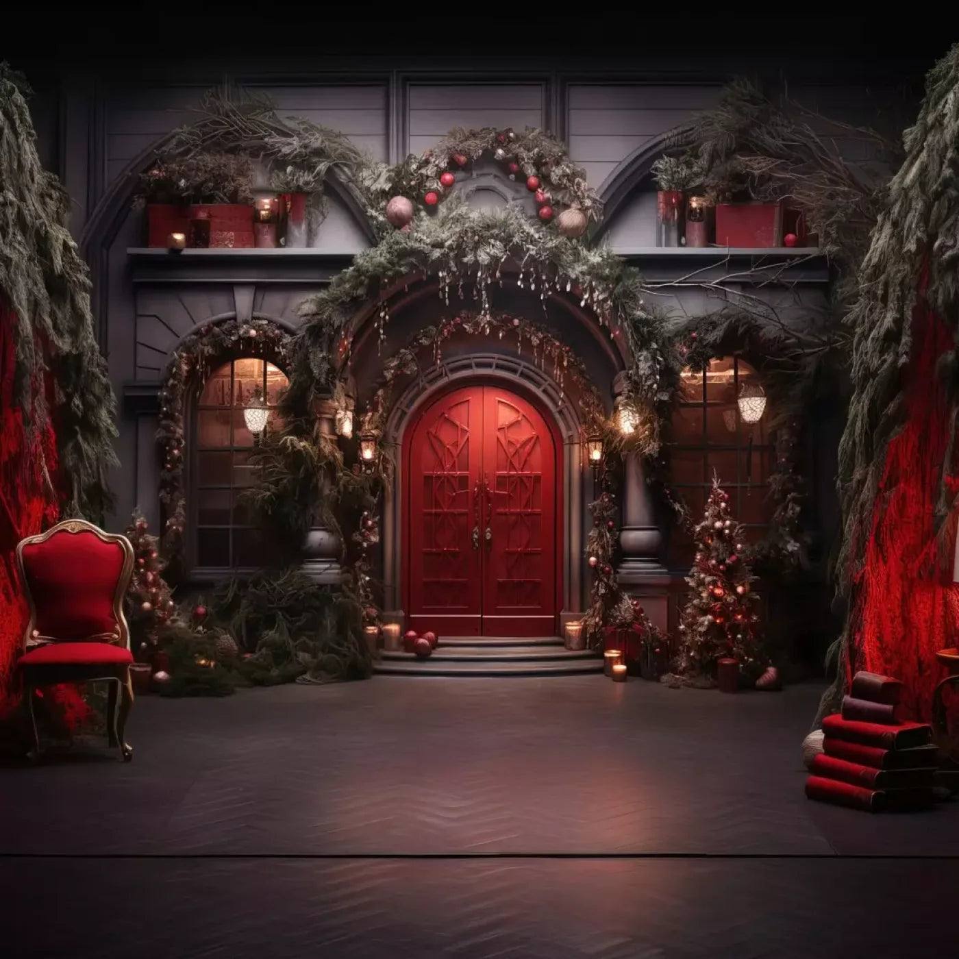 Red Velvet Christmas Ii 8’X8’ Fleece (96 X Inch) Backdrop