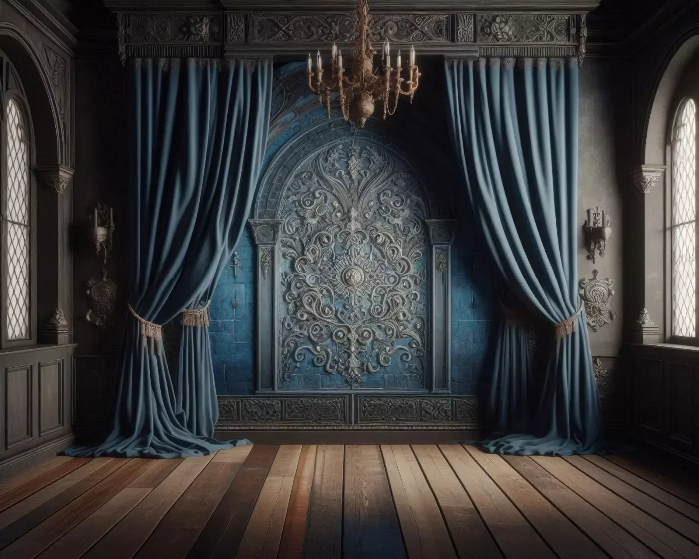 Regal Blue Bedroom 10’X8’ Fleece (120 X 96 Inch) Backdrop