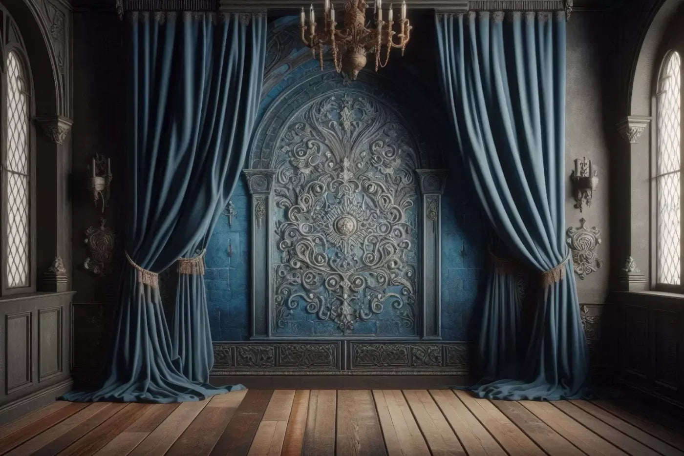 Regal Blue Bedroom 12’X8’ Ultracloth (144 X 96 Inch) Backdrop