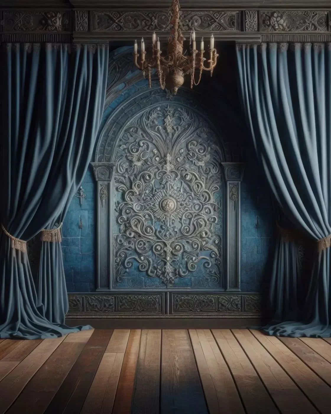 Regal Blue Bedroom 8’X10’ Fleece (96 X 120 Inch) Backdrop