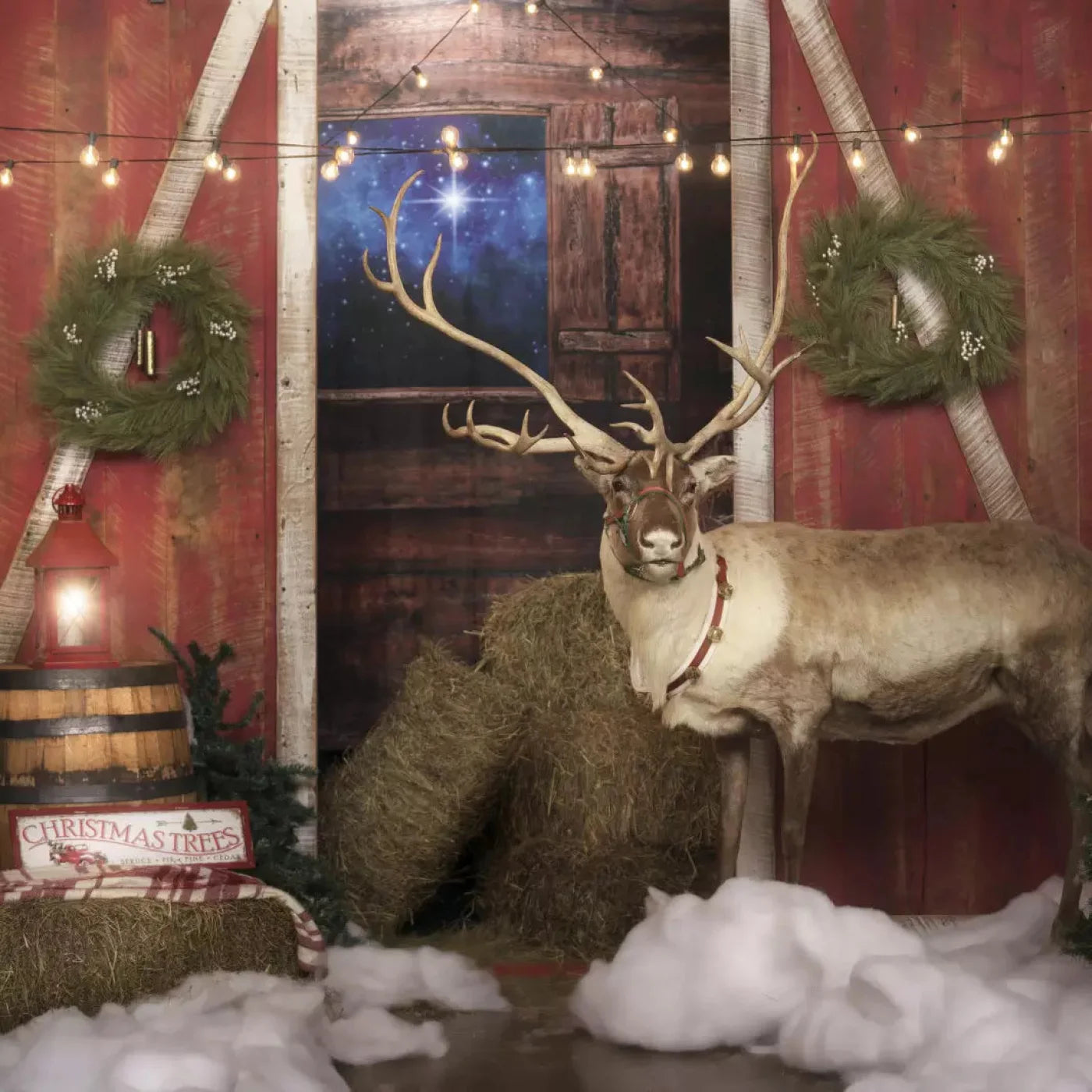 Reindeer Barn 10X10 Ultracloth ( 120 X Inch ) Backdrop