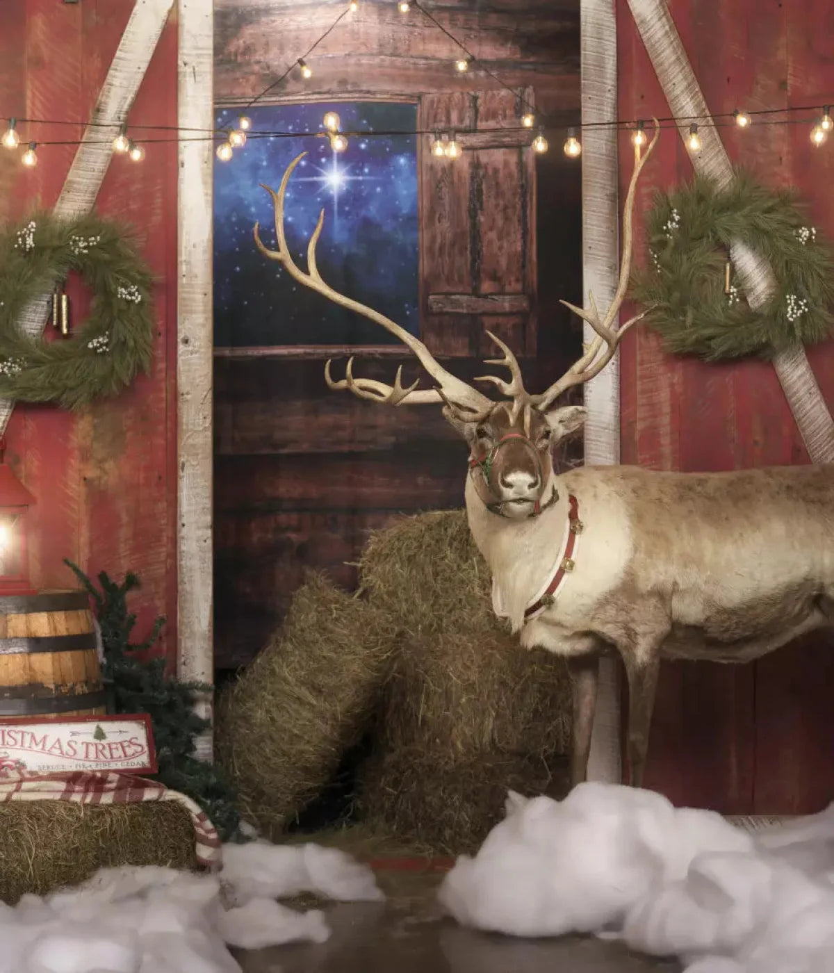 Reindeer Barn 10X12 Ultracloth ( 120 X 144 Inch ) Backdrop