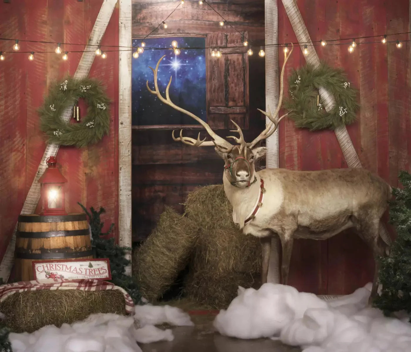 Reindeer Barn 12X10 Ultracloth ( 144 X 120 Inch ) Backdrop