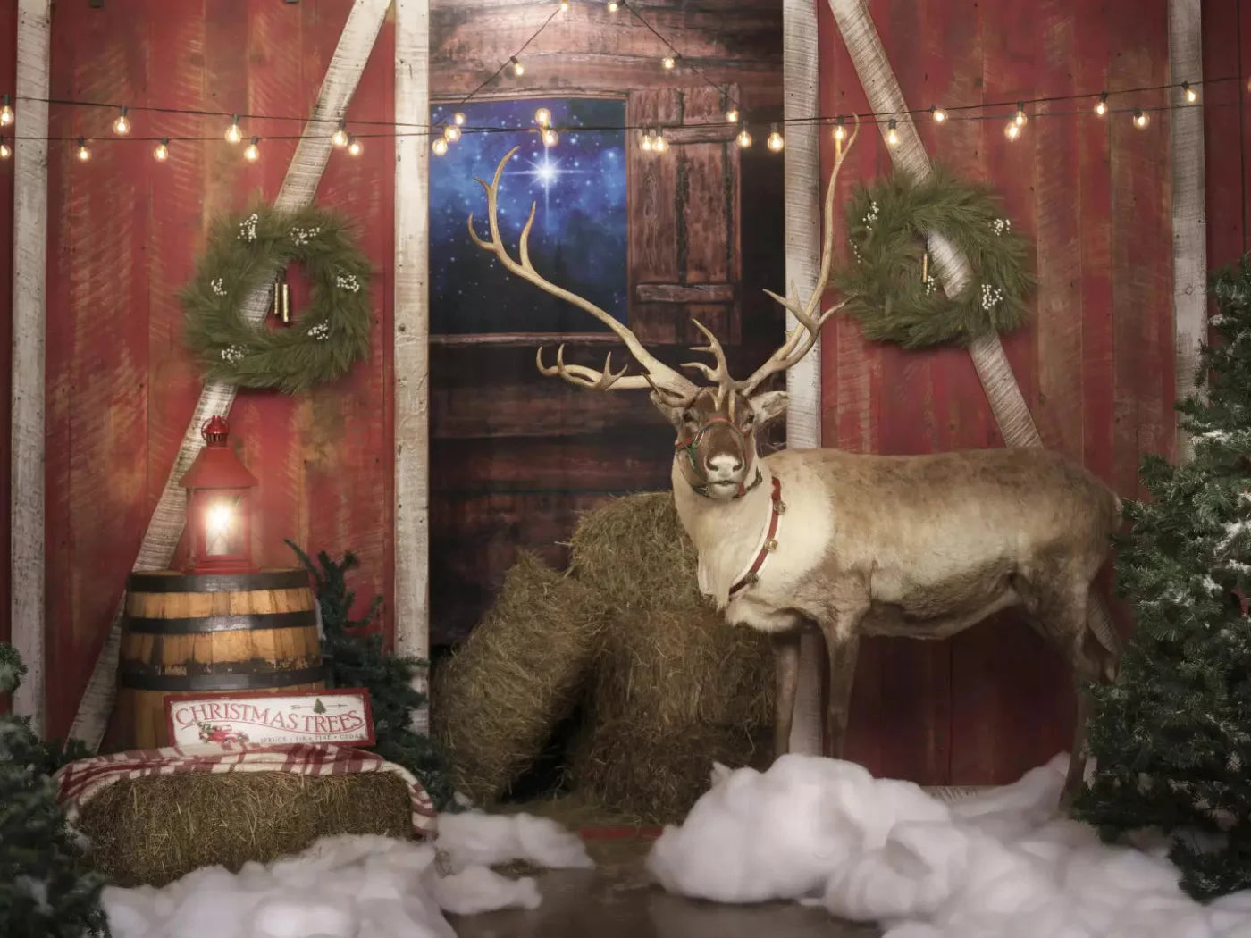 Reindeer Barn 7X5 Ultracloth ( 84 X 60 Inch ) Backdrop