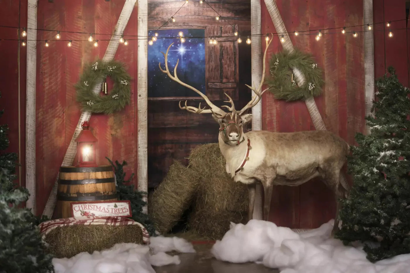 Reindeer Barn 8X5 Ultracloth ( 96 X 60 Inch ) Backdrop