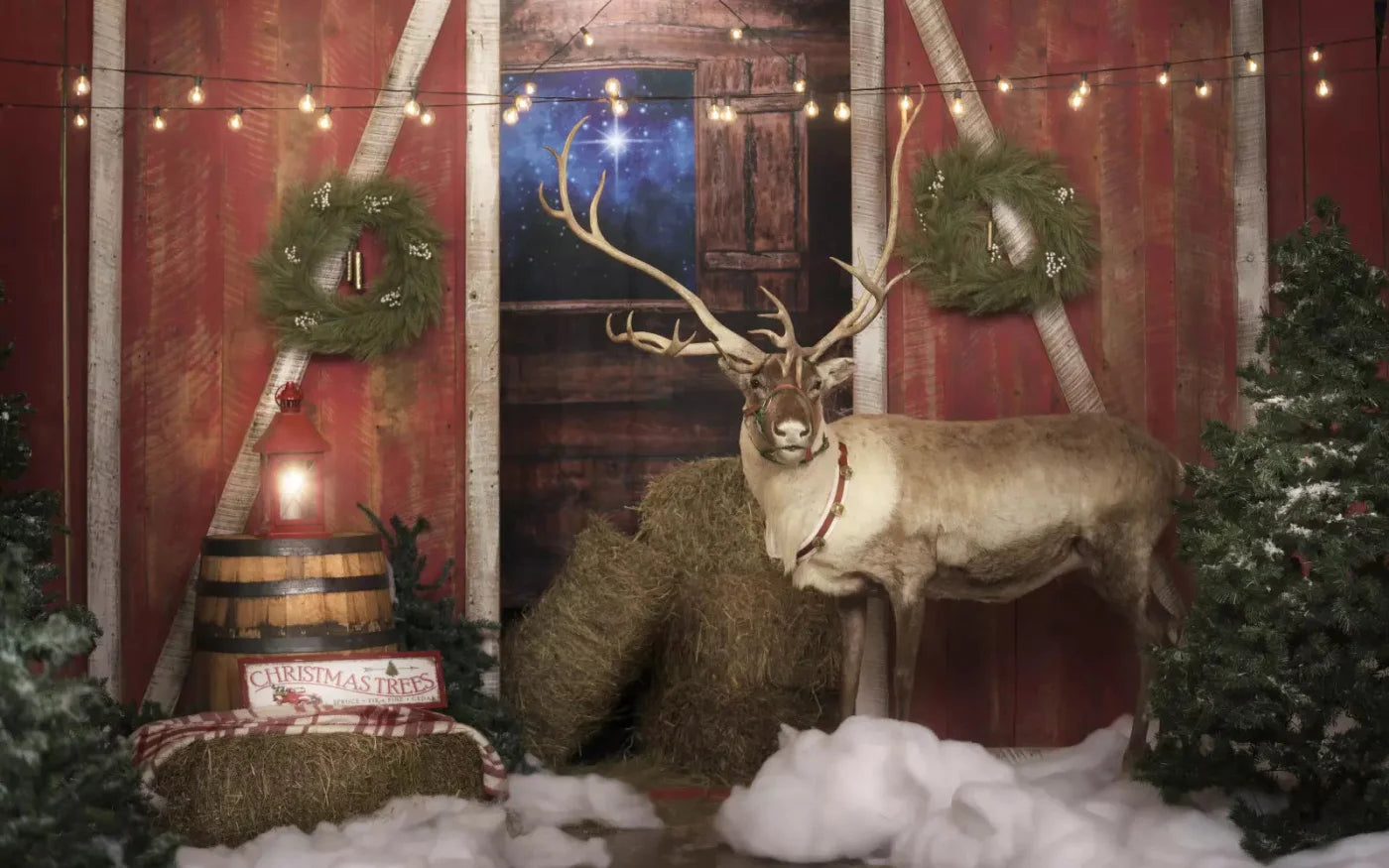 Reindeer Barn 14X9 Ultracloth ( 168 X 108 Inch ) Backdrop