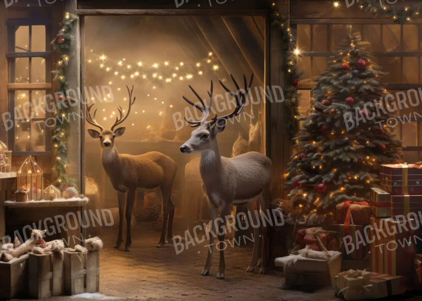 Reindeer Stable 7’x5’ UltraCloth (84 x 60 inch) Backdrop