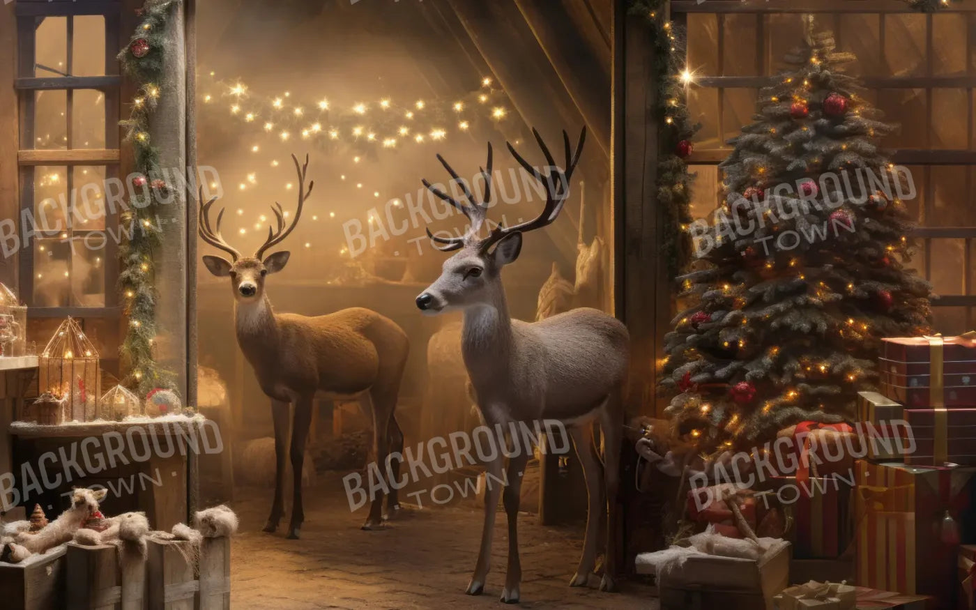 Reindeer Stable 8’x5’ UltraCloth (96 x 60 inch) Backdrop