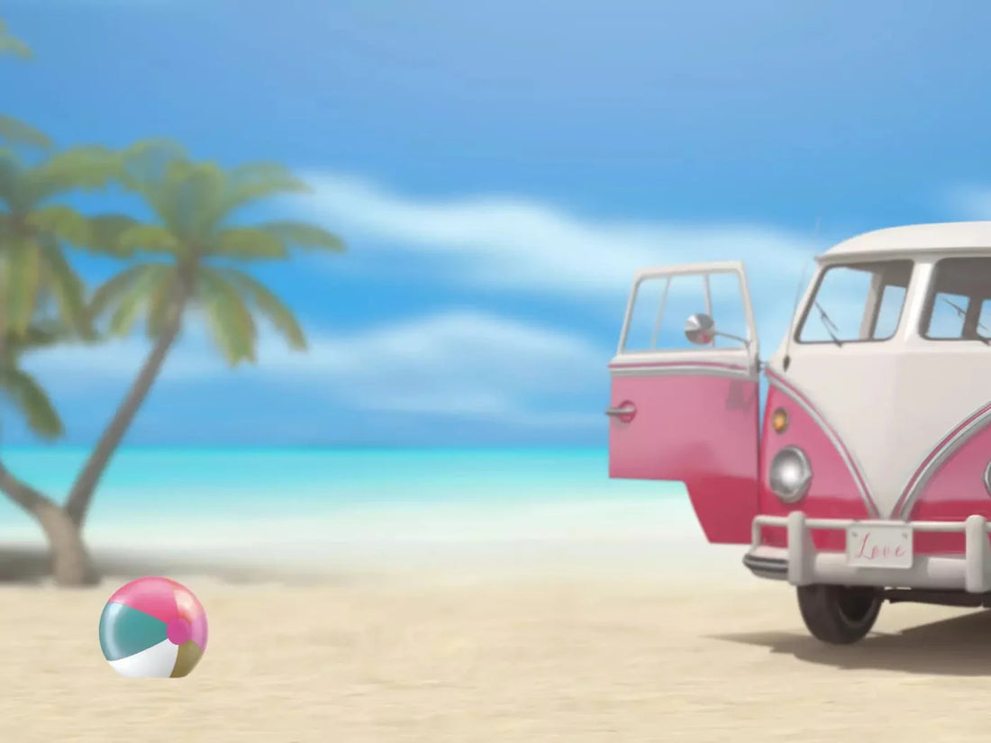 Retro Beach 68X5 Fleece ( 80 X 60 Inch ) Backdrop